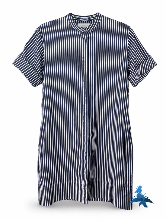 Everlane Dresses & Skirts - 1307 - Everlane Striped Shirt Dress - Band Collar - Size 0 - Blue White
